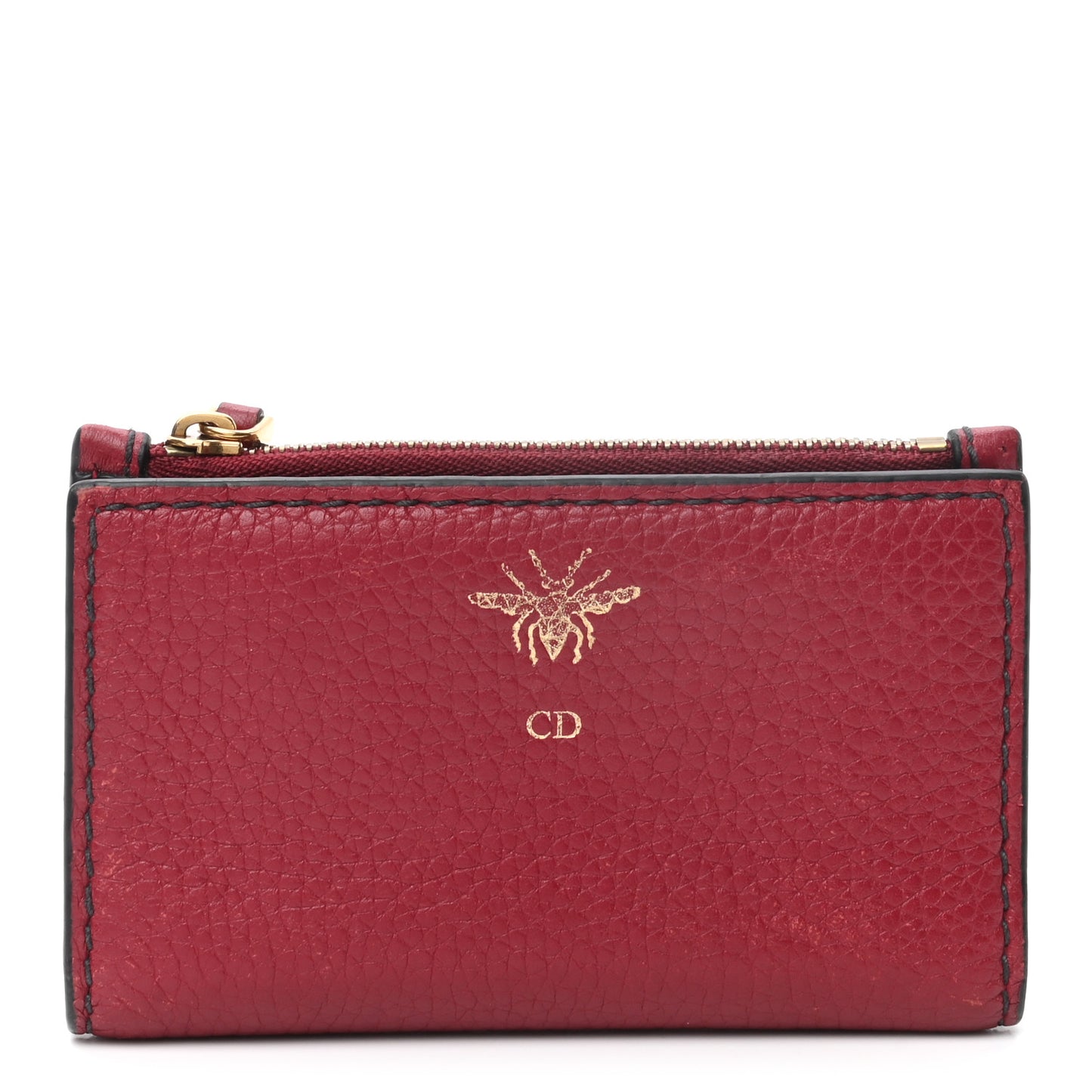 Calfskin D-Bee Wallet Dark Red