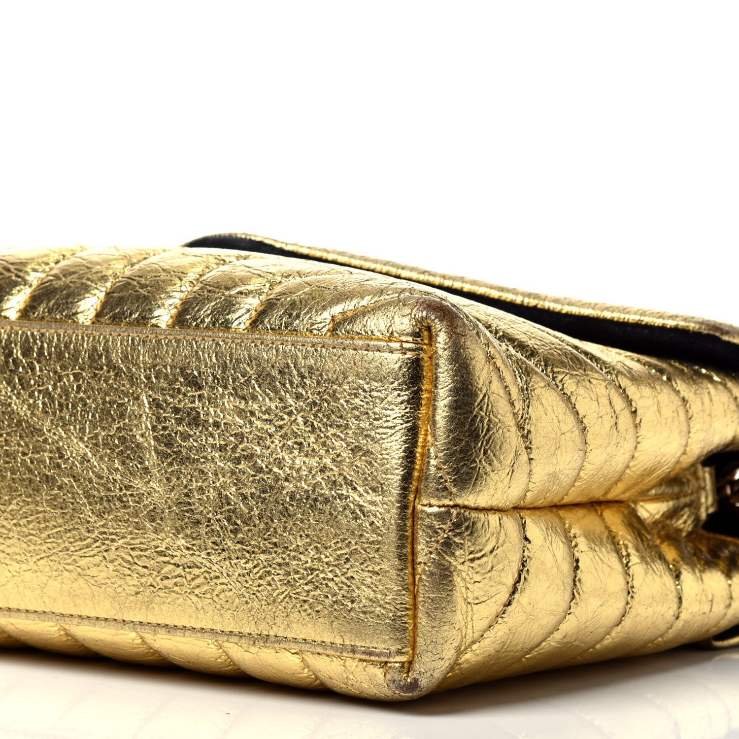 Saint Laurent Metallic Calfskin Y Quilted Small Loulou Monogram Chain Satchel Gold 9 of 9