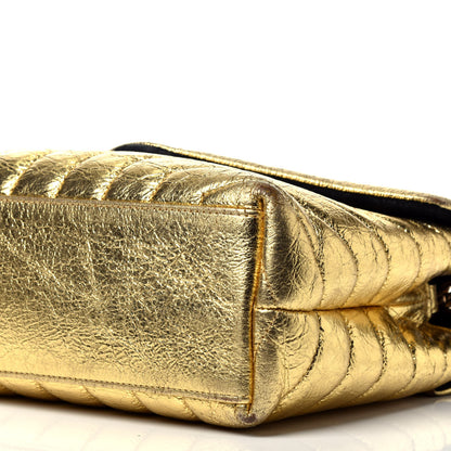 Saint Laurent Metallic Calfskin Y Quilted Small Loulou Monogram Chain Satchel Gold 9 of 9
