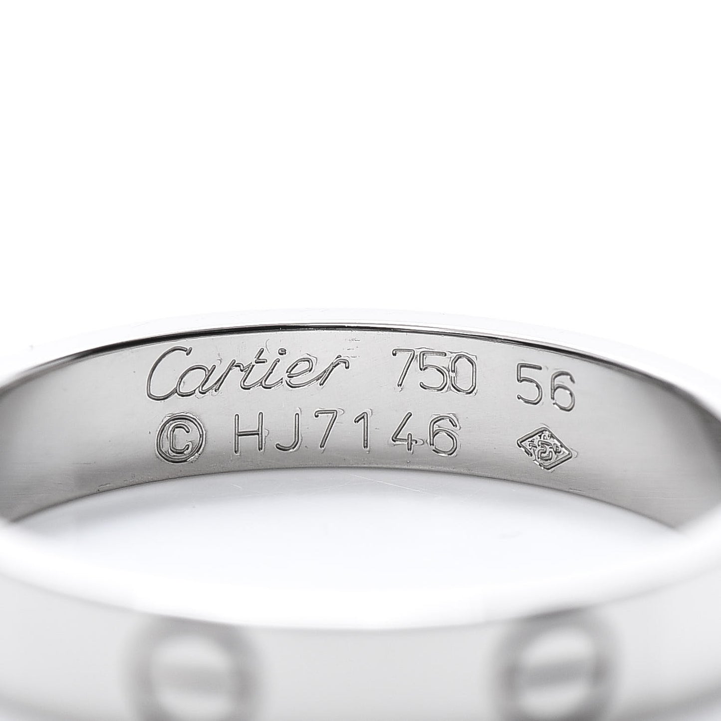 18K White Gold 3.5mm LOVE Wedding Band Ring 56 7.5