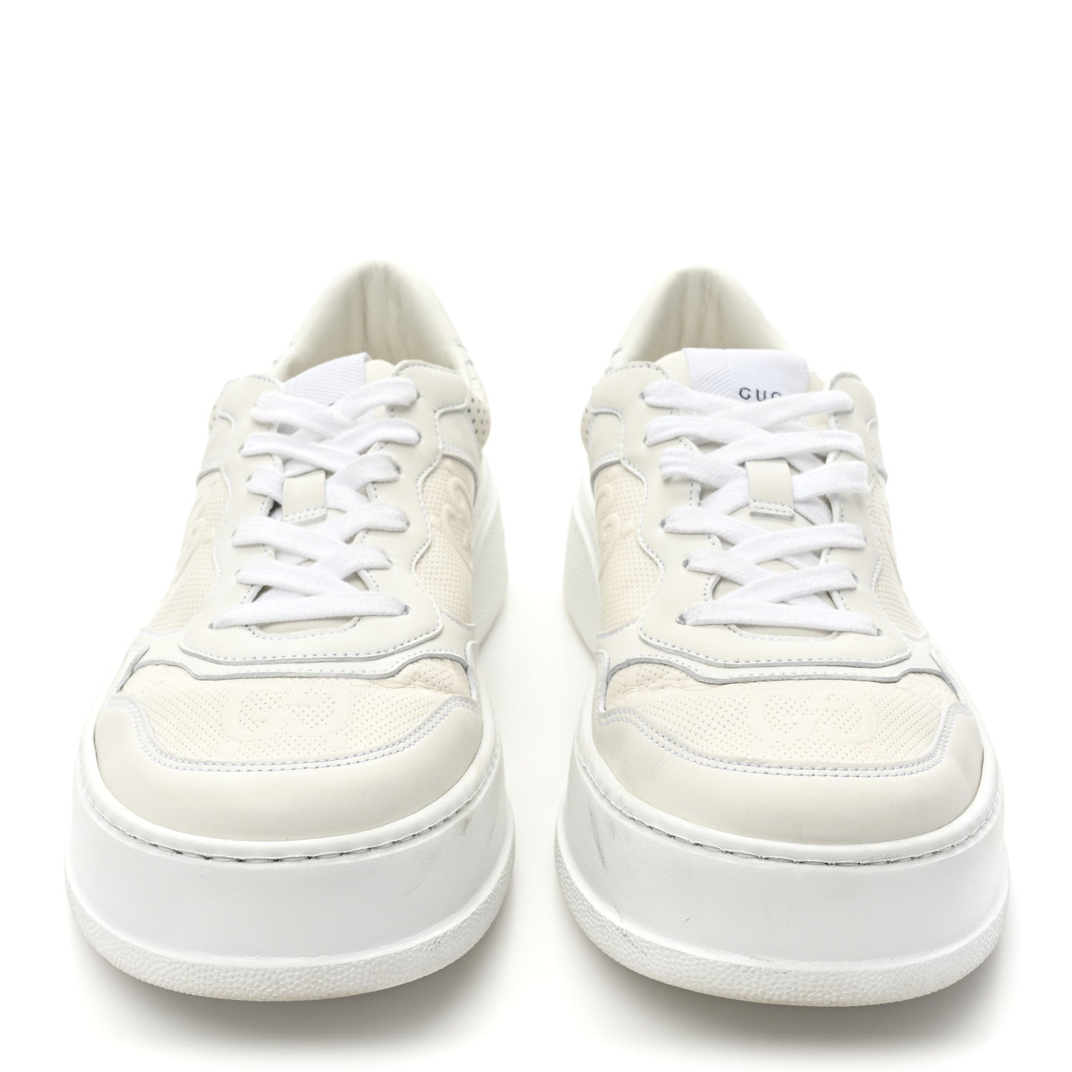 Gucci Calfskin GG Tennis Embossed Perforated Womens Platform 55mm Sneakers 42 Great White 2 of 10