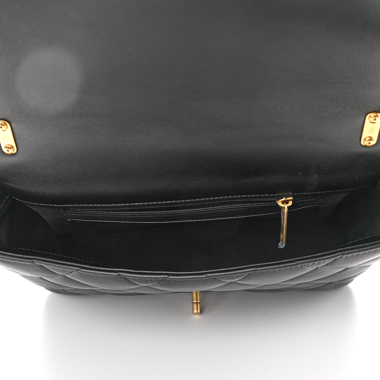 Lambskin Quilted Large CC Funky Town Flap Black