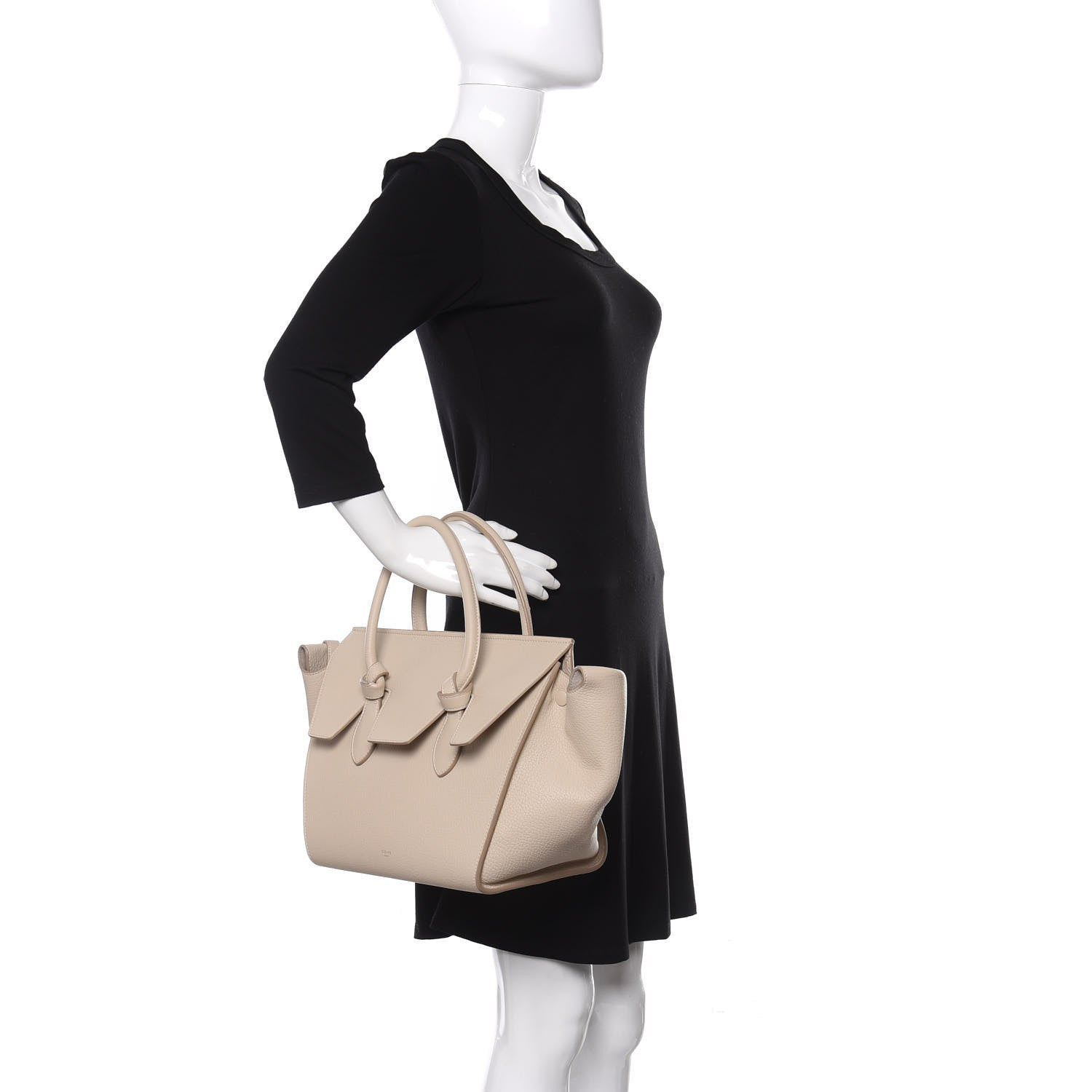 Celine Crisped Calfskin Mini Tie Knot Tote Chalk 2 of 9