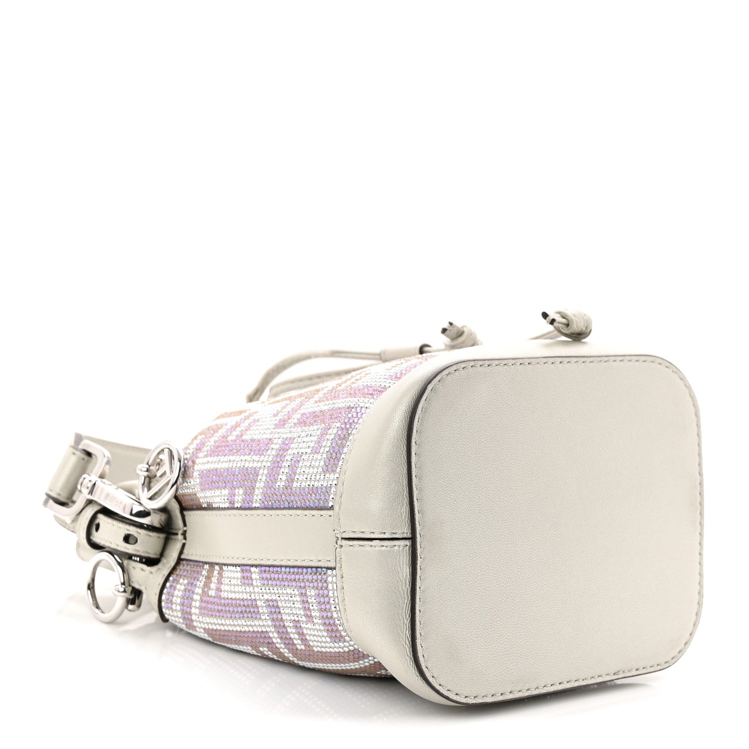 Fendi Crystal Vitello Laminato FF Mini Mon Tresor Bucket Bag Crystal Argento 4 of 10