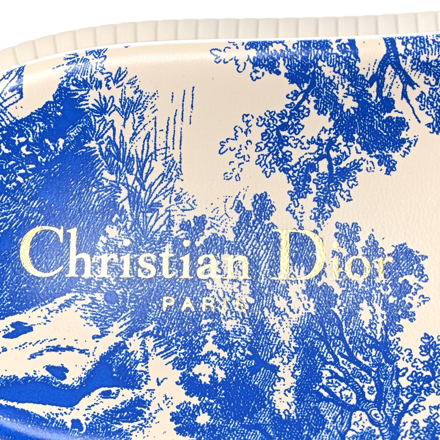 Christian Dior Canvas Toile de Jouy Embroidered Dway 10mm Slide Sandals 37 Off White Blue 7 of 8
