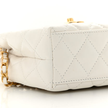 Chanel Shiny Aged Calfskin Quilted Nano Kelly Shopper White 9 of 13