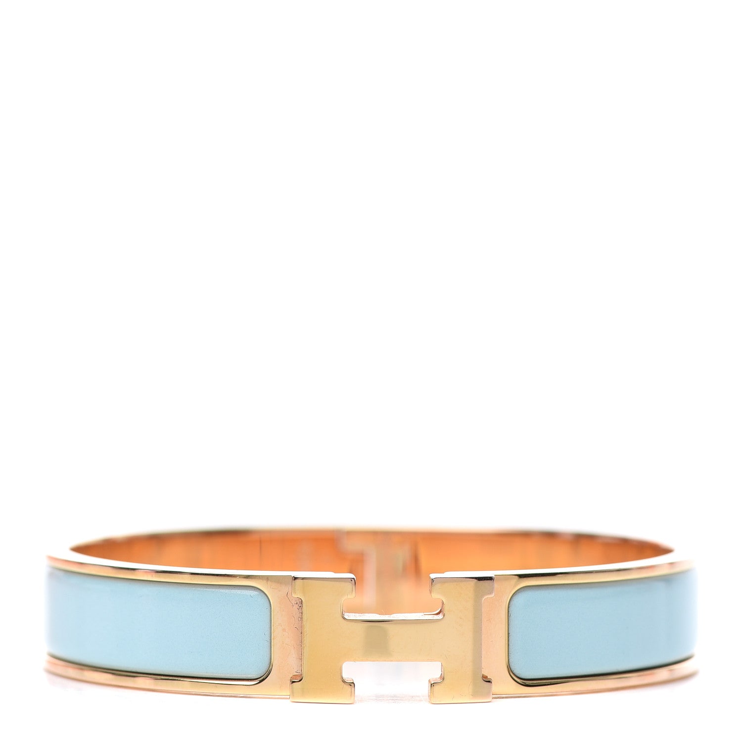 Hermes Enamel Narrow Clic Clac H Bracelet GM Bleu Atoll 1 of 5