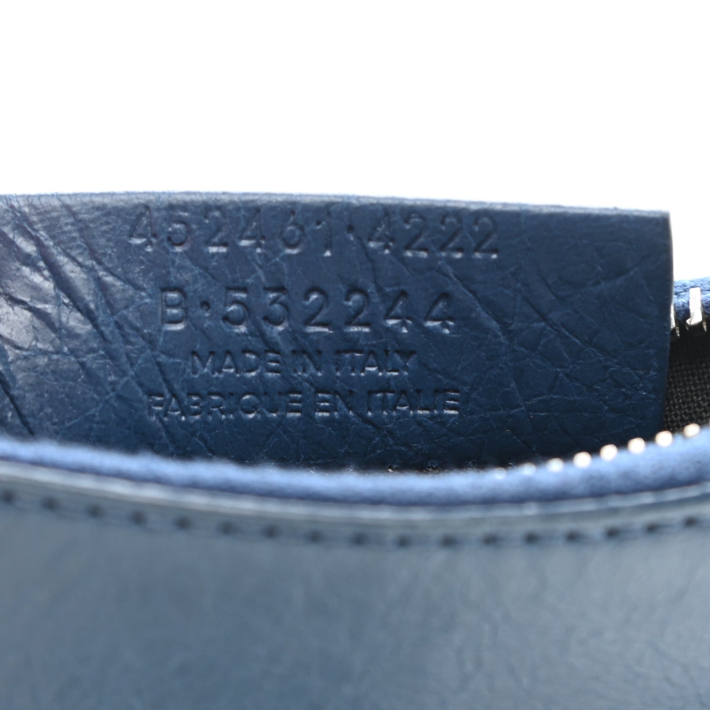 Agneau Silver Hardware Pouch Bleu Profond