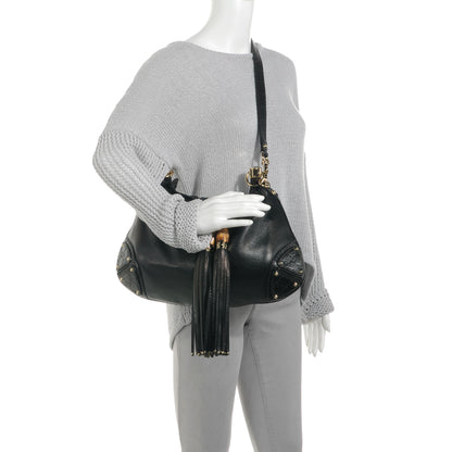 Gucci Calfskin Medium Indy Top Handle Hobo Black 2 of 8
