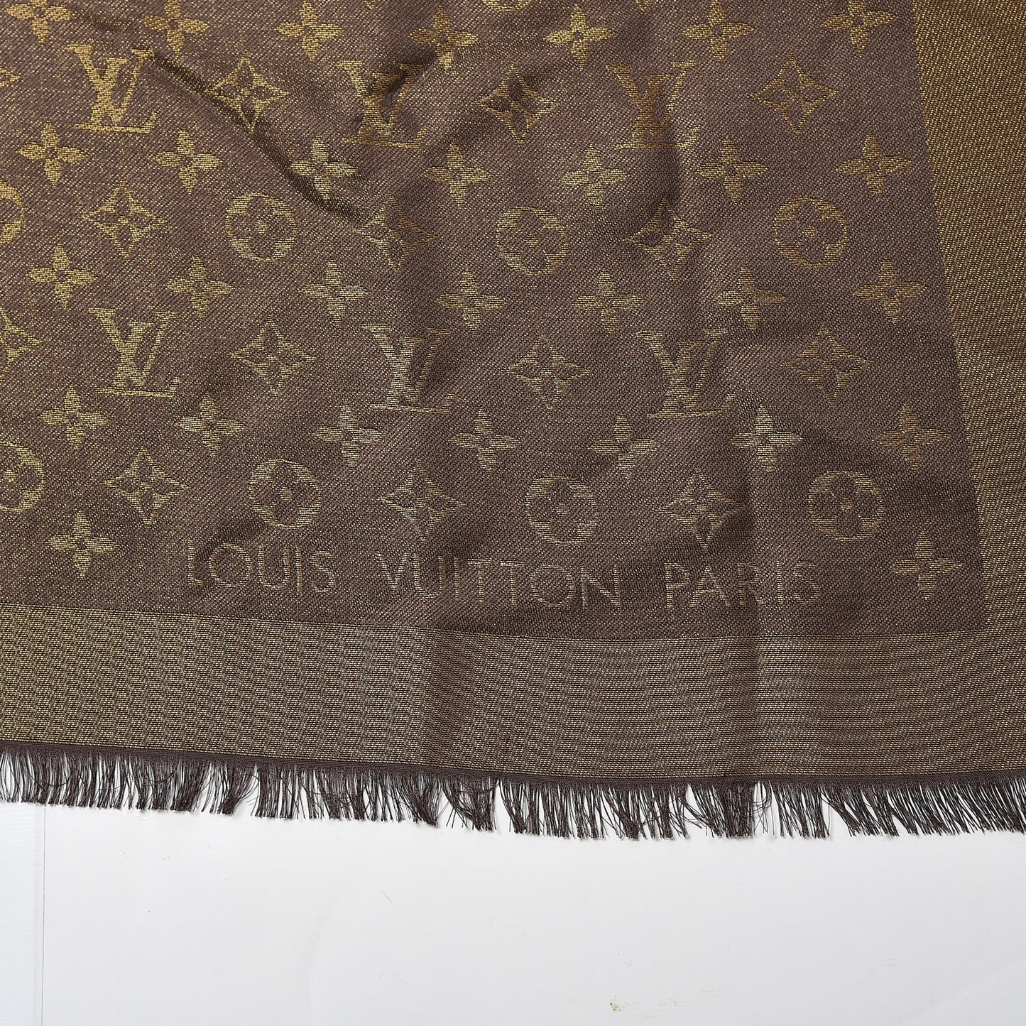Silk Lurex Wool Monogram Shine Shawl Brown