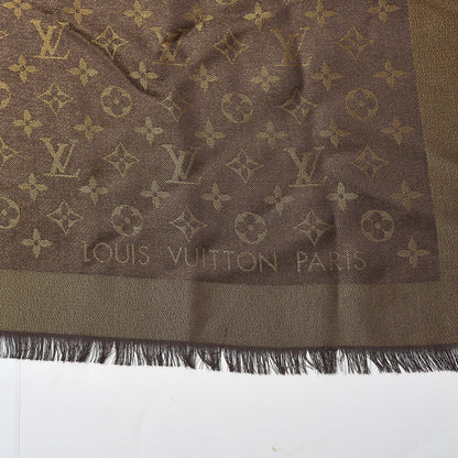 Louis Vuitton Silk Lurex Wool Monogram Shine Shawl Brown 4 of 4