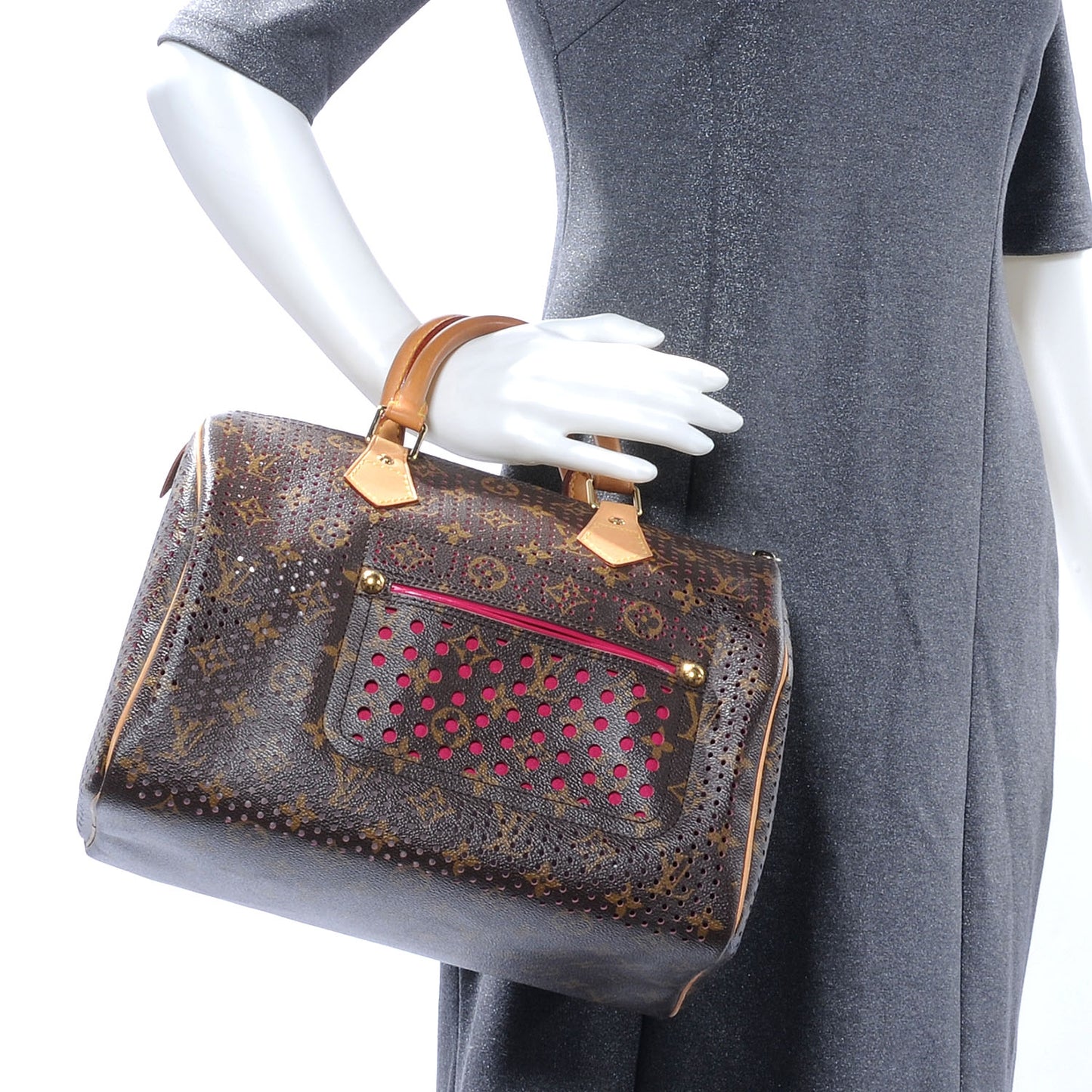 Monogram Perforated Speedy 30 Fuchsia