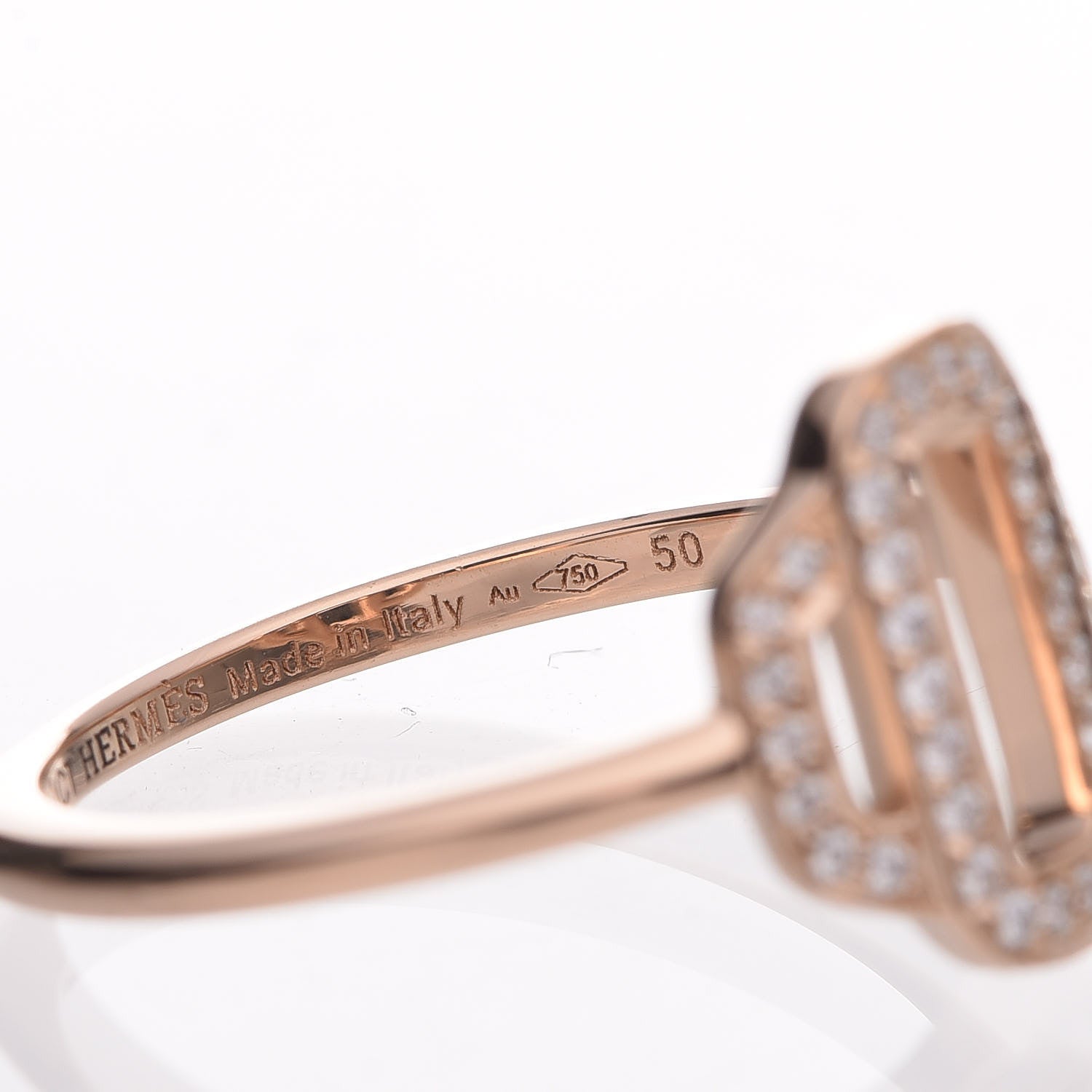 Hermes 18K Rose Gold Diamond Attelage Ring 50 5.25 7 of 8