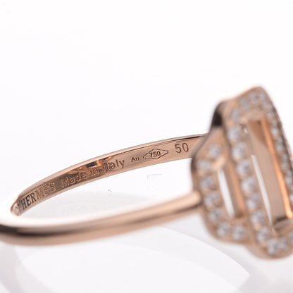 Hermes 18K Rose Gold Diamond Attelage Ring 50 5.25 7 of 8
