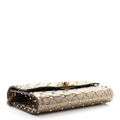 Valentino Garavani Metallic Nappa Rockstud Spike Wallet on Chain Sasso 4 of 10
