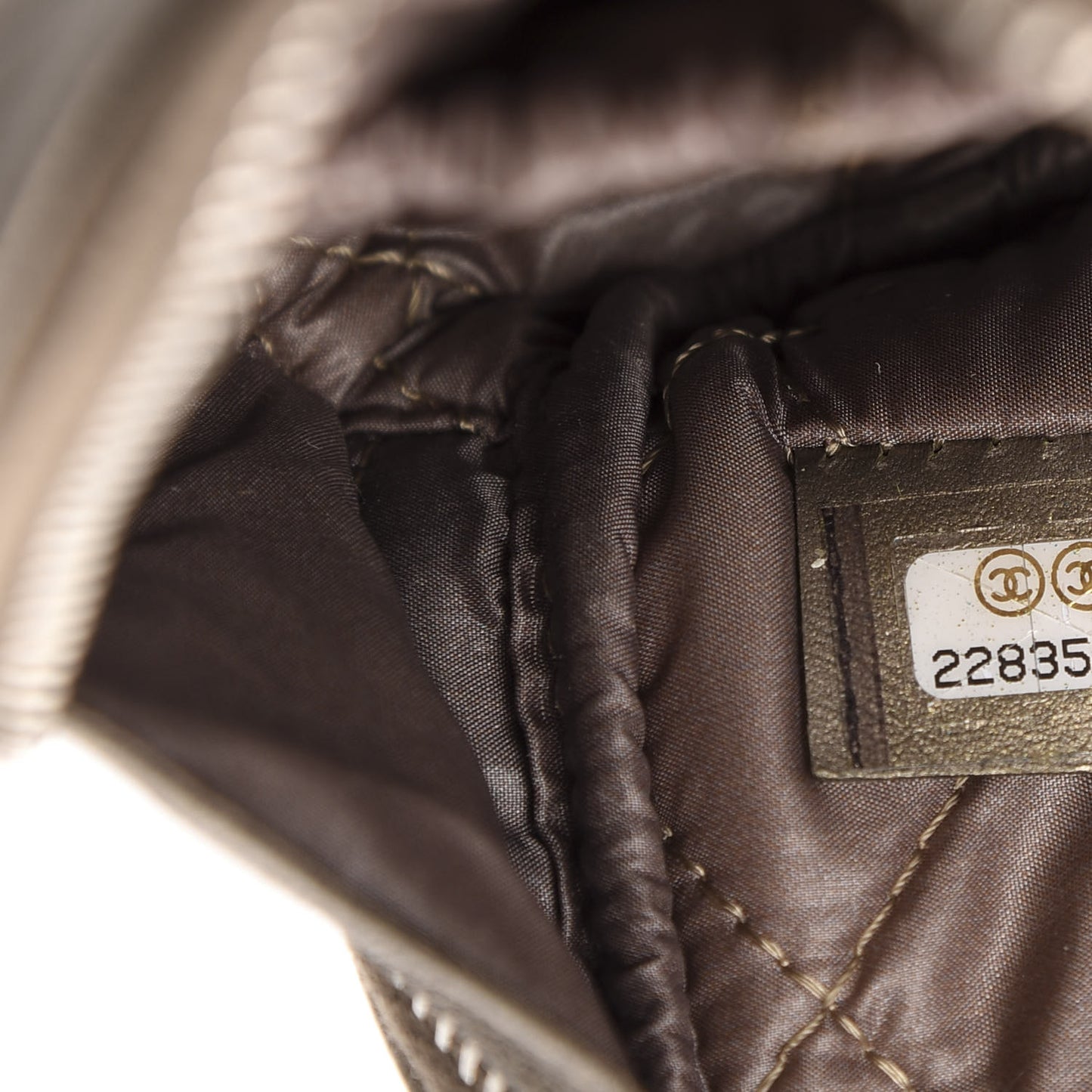 Metallic Caviar Quilted Small Curvy Pouch Cosmetic Case Bronze