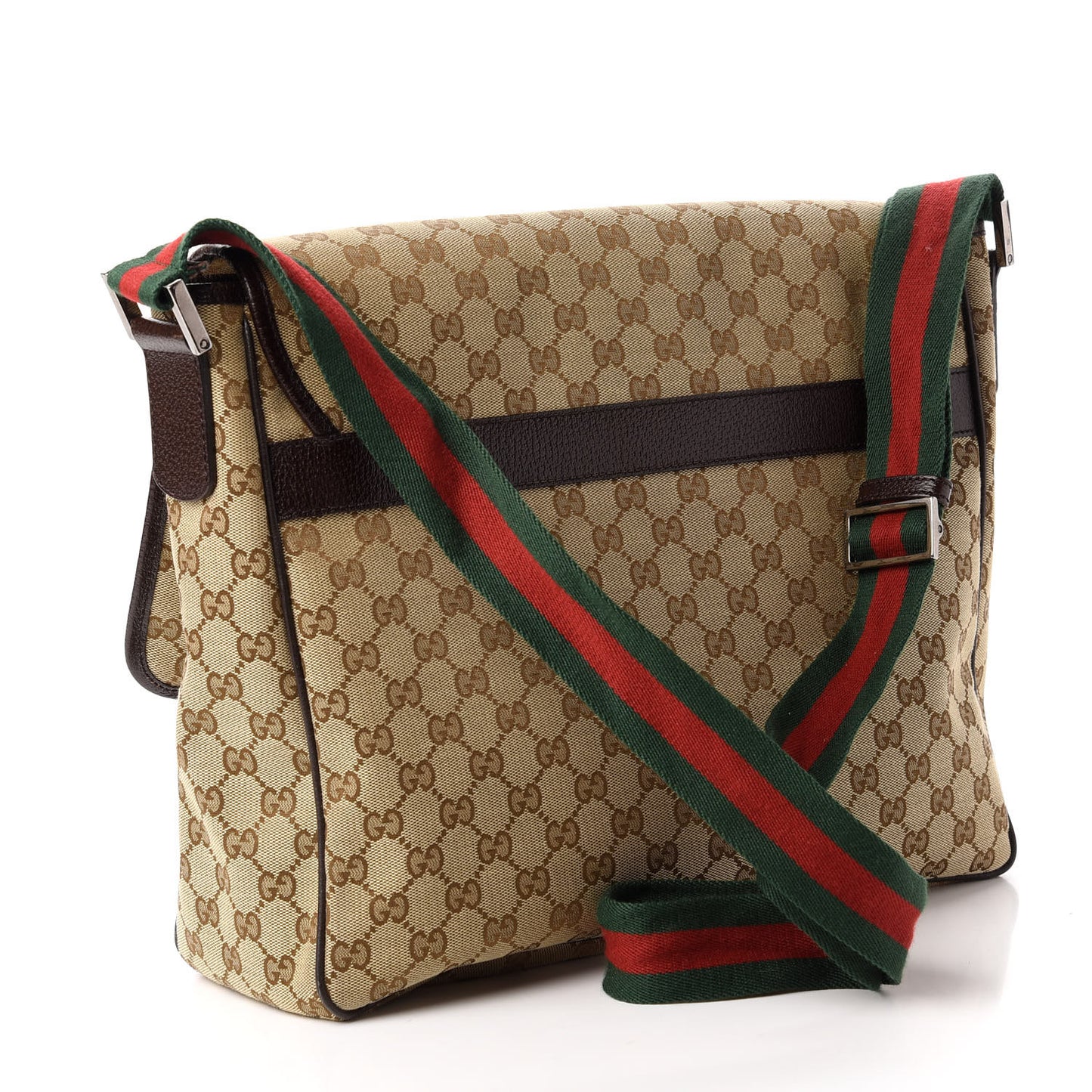 Monogram Web Medium Flap Messenger Beige Dark Brown