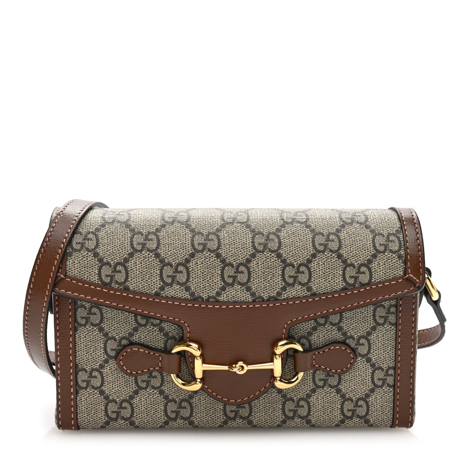 Gucci GG Supreme Monogram Mini Horsebit 1955 Shoulder Bag Beige Brown Sugar 1 of 11