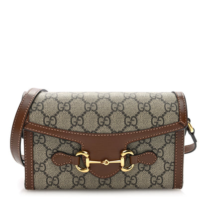 Gucci GG Supreme Monogram Mini Horsebit 1955 Shoulder Bag Beige Brown Sugar 1 of 11