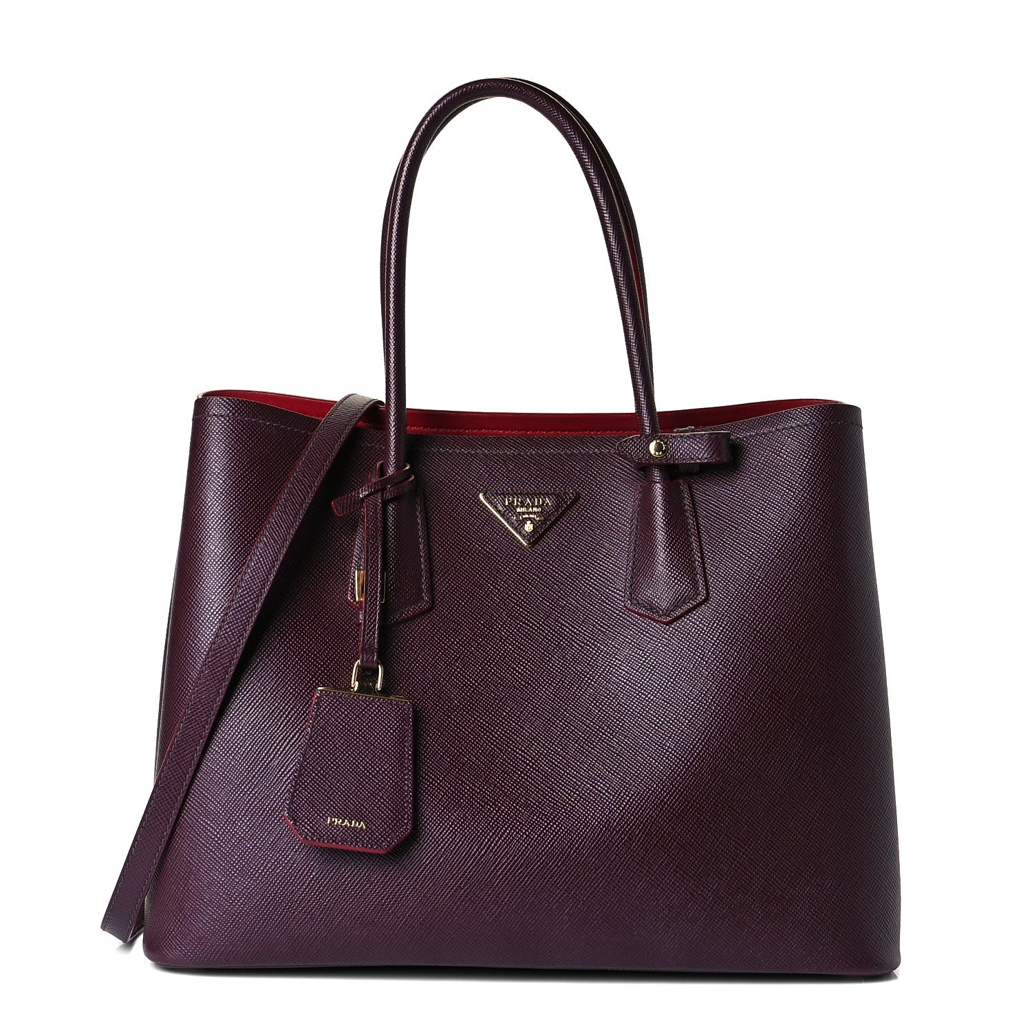Prada Saffiano Cuir Large Double Bag Granato Scarlatto 1 of 9