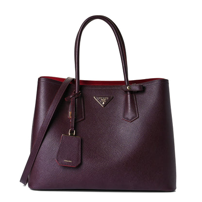 Prada Saffiano Cuir Large Double Bag Granato Scarlatto 1 of 9