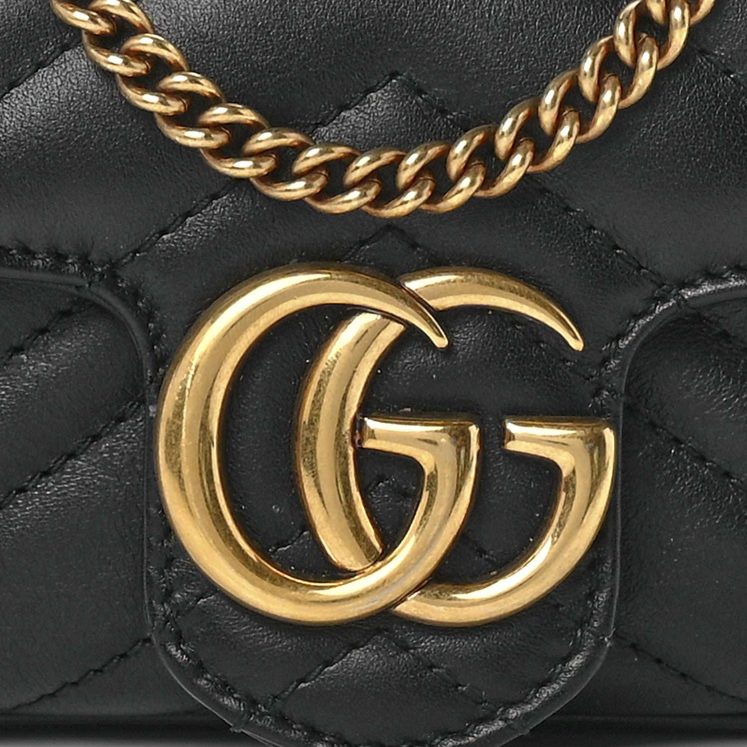 Gucci Calfskin Matelasse Super Mini GG Marmont Shoulder Bag Black 8 of 12