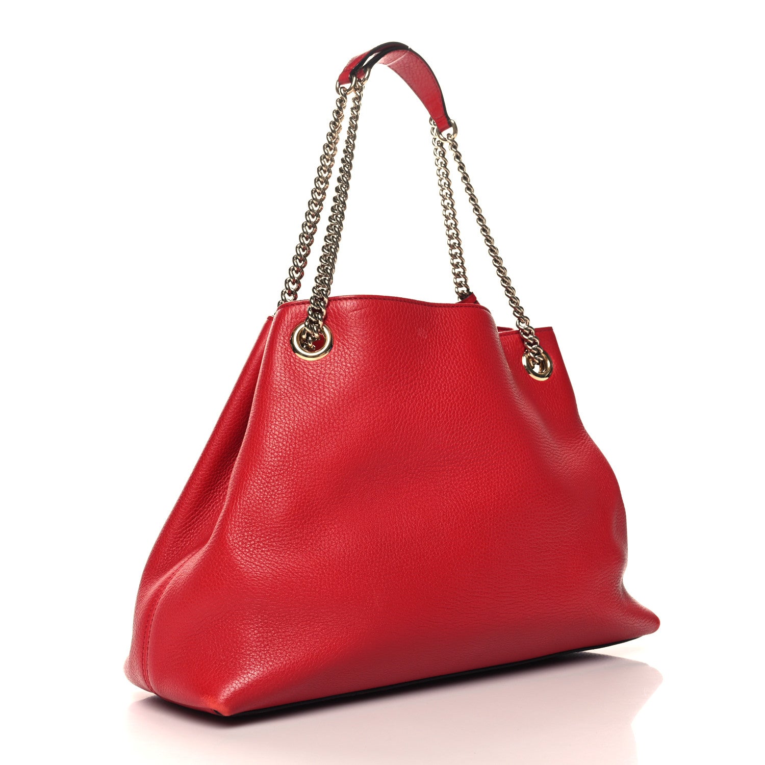 Gucci Pebbled Calfskin Medium Soho Chain Shoulder Bag Tabasco Red 3 of 13