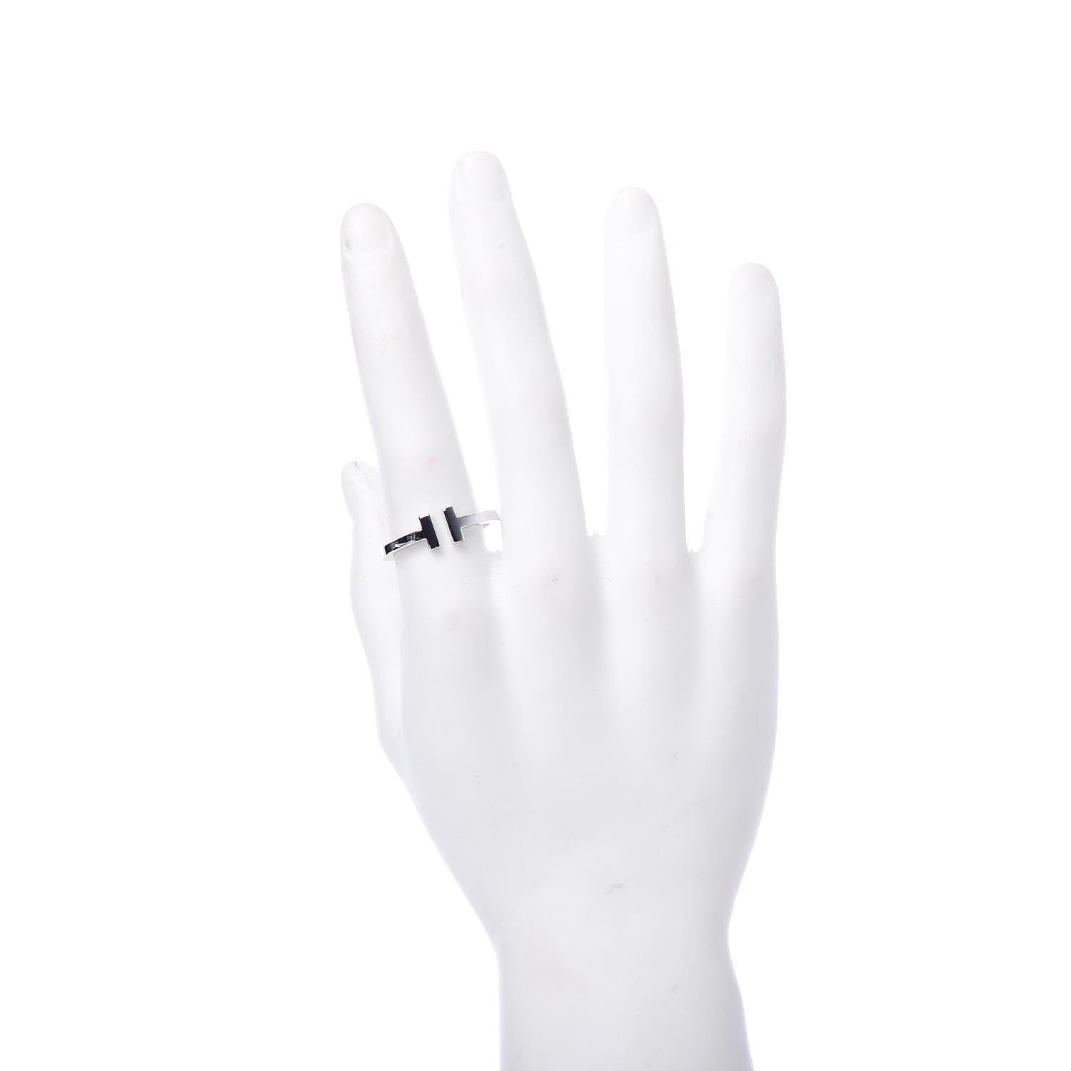 Tiffany 18K White Gold T Square Ring 66 11.5 2 of 5