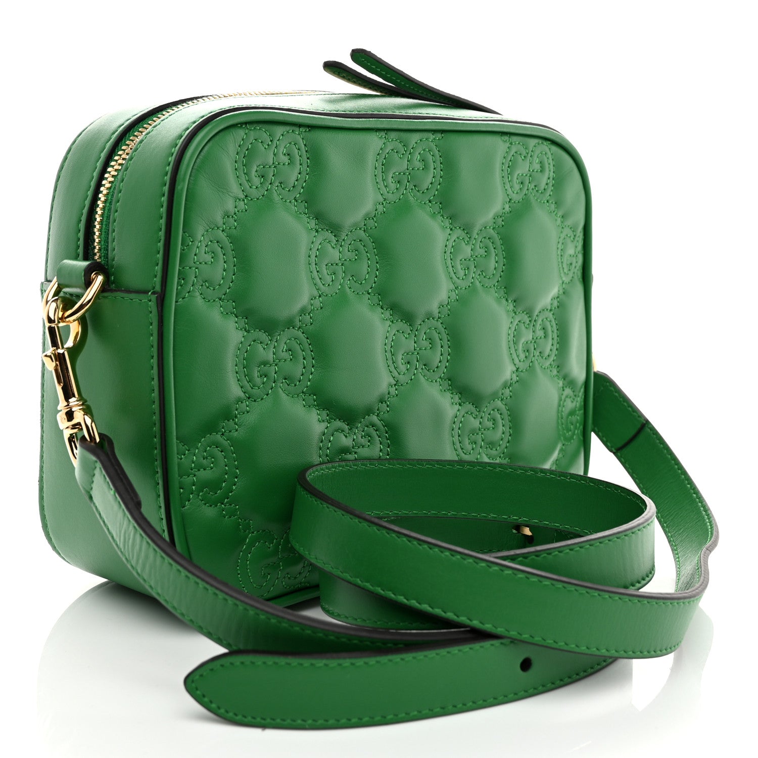 Gucci Calfskin GG Matelasse Shoulder Bag Spring Green Natural 3 of 10