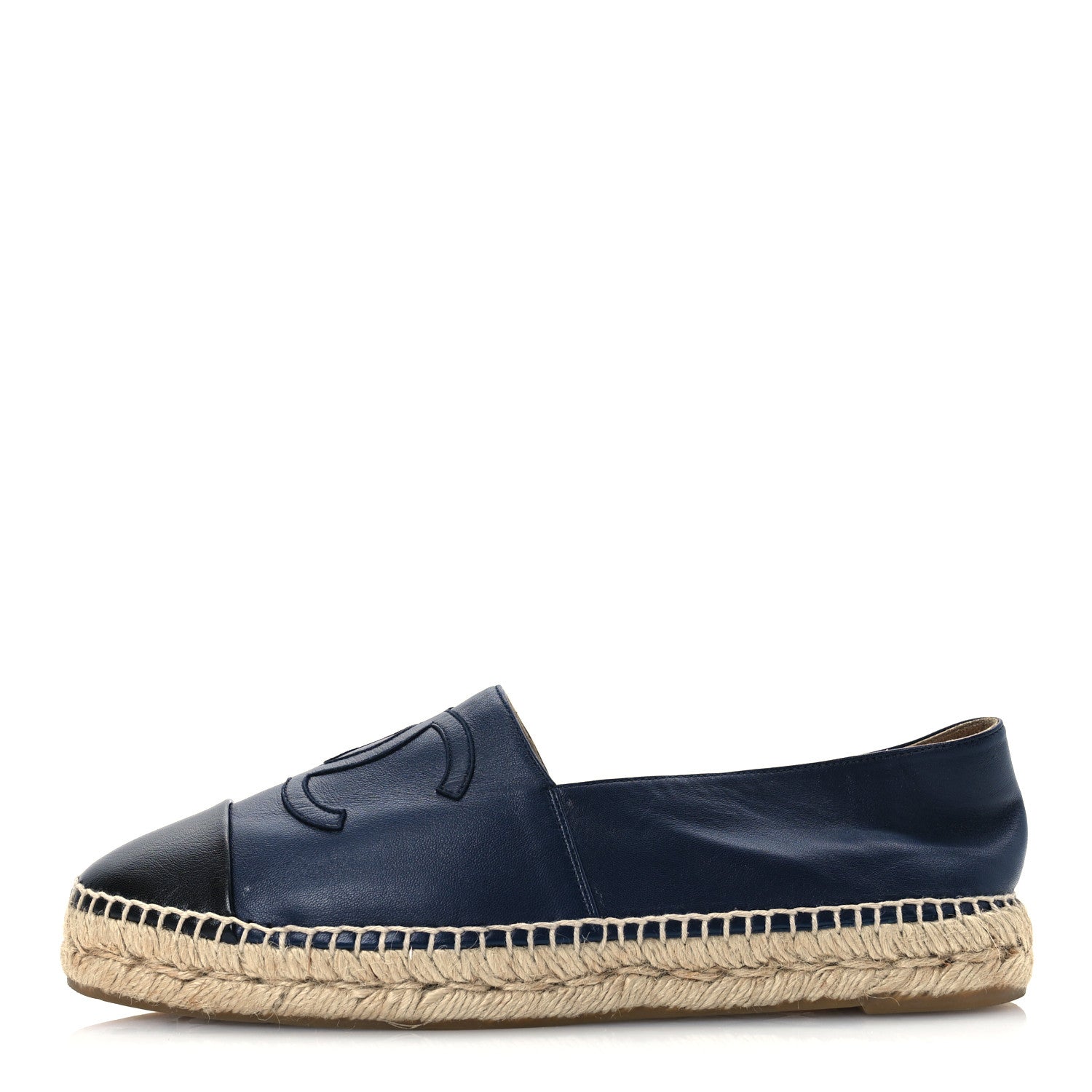 Chanel Lambskin CC Espadrilles 41 Navy Black 1 of 13