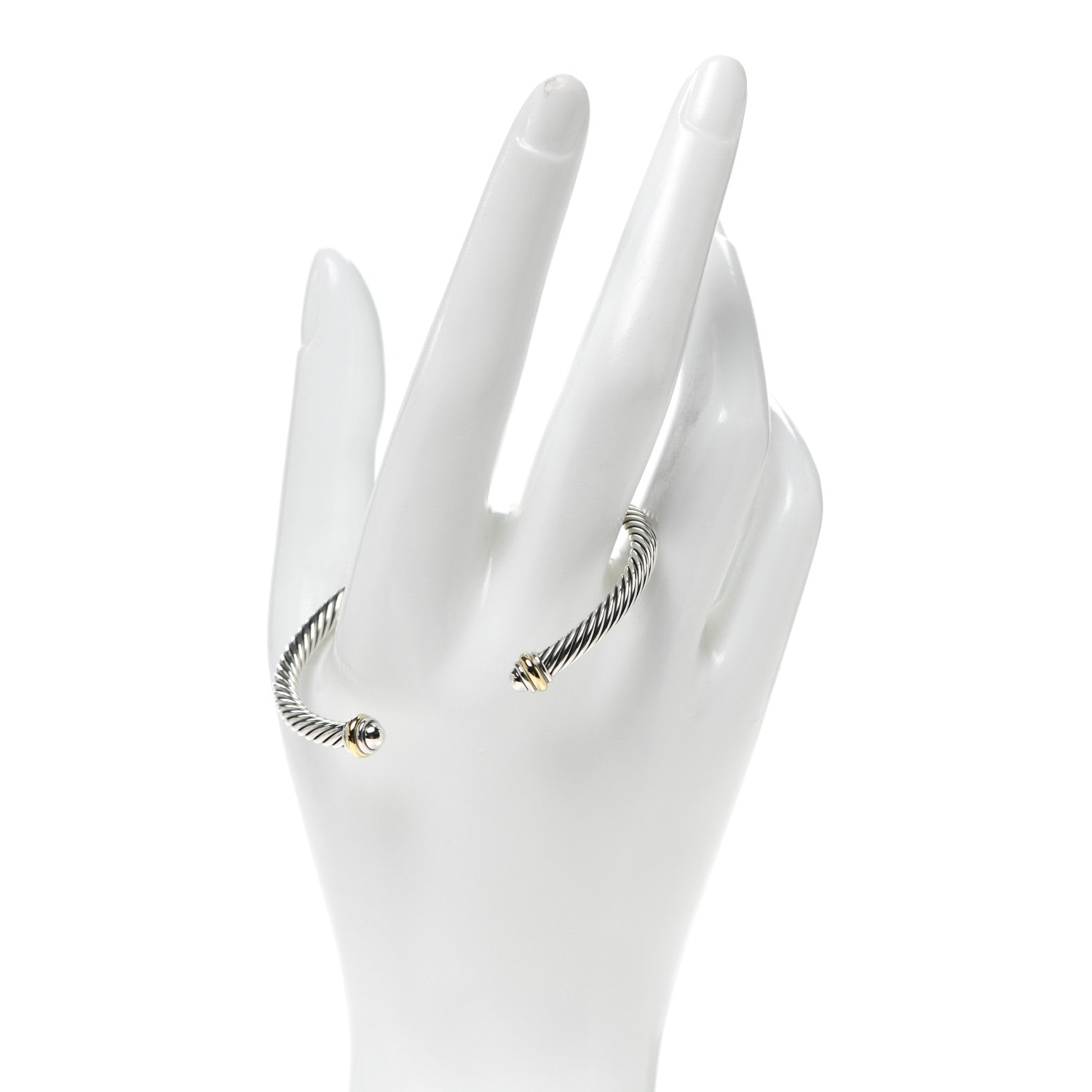 David Yurman Sterling Silver 18K Yellow Gold 4mm Cable Classics Bracelet 2 of 4