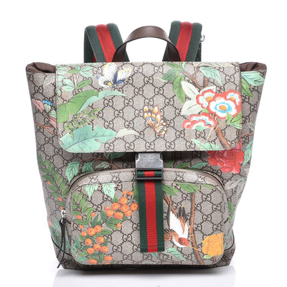 Gucci GG Supreme Monogram Tian Web Single Buckle Backpack Beige Multicolor New Acero 1 of 7