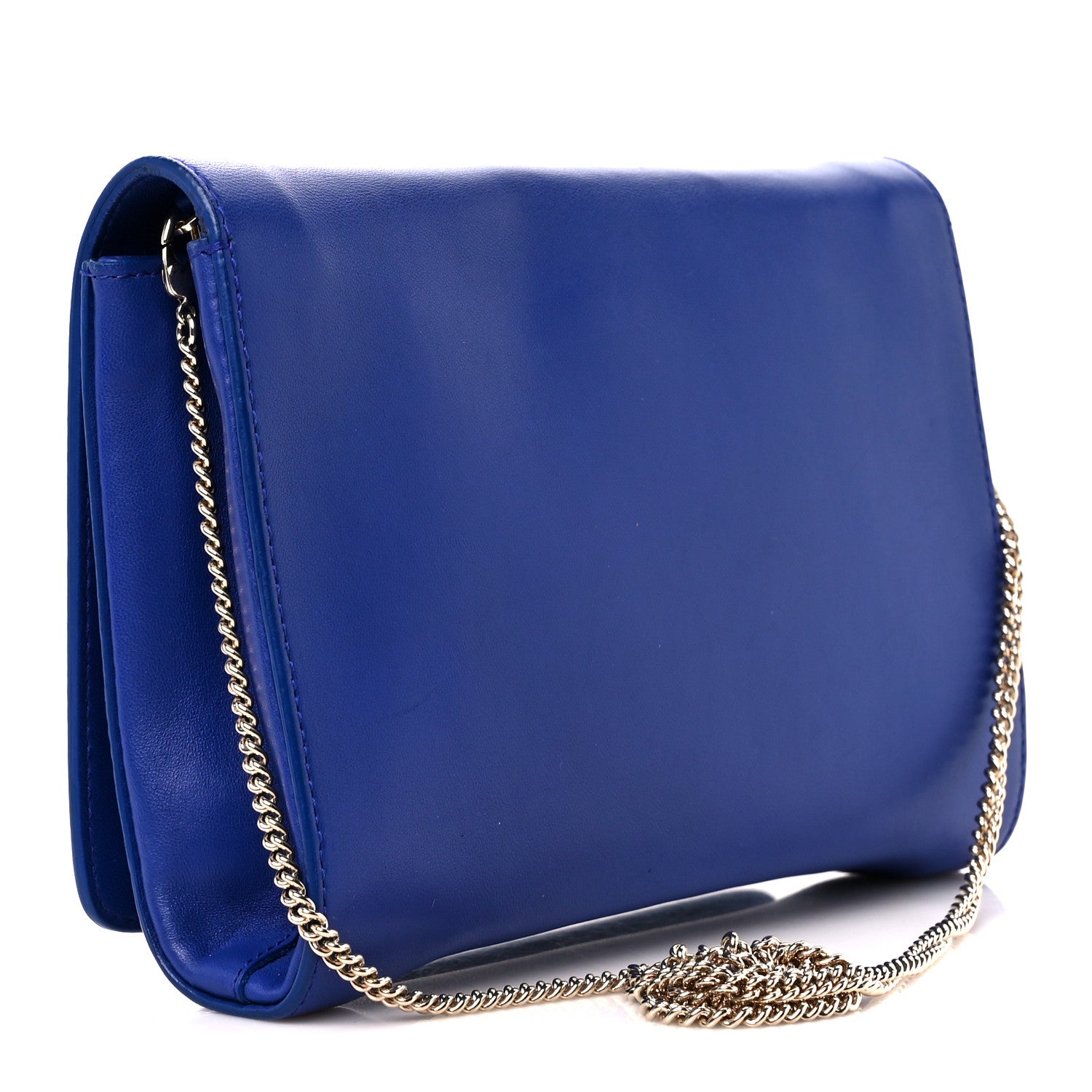 Versace Lambskin Palazzo Chain Evening Bag Blue 3 of 10