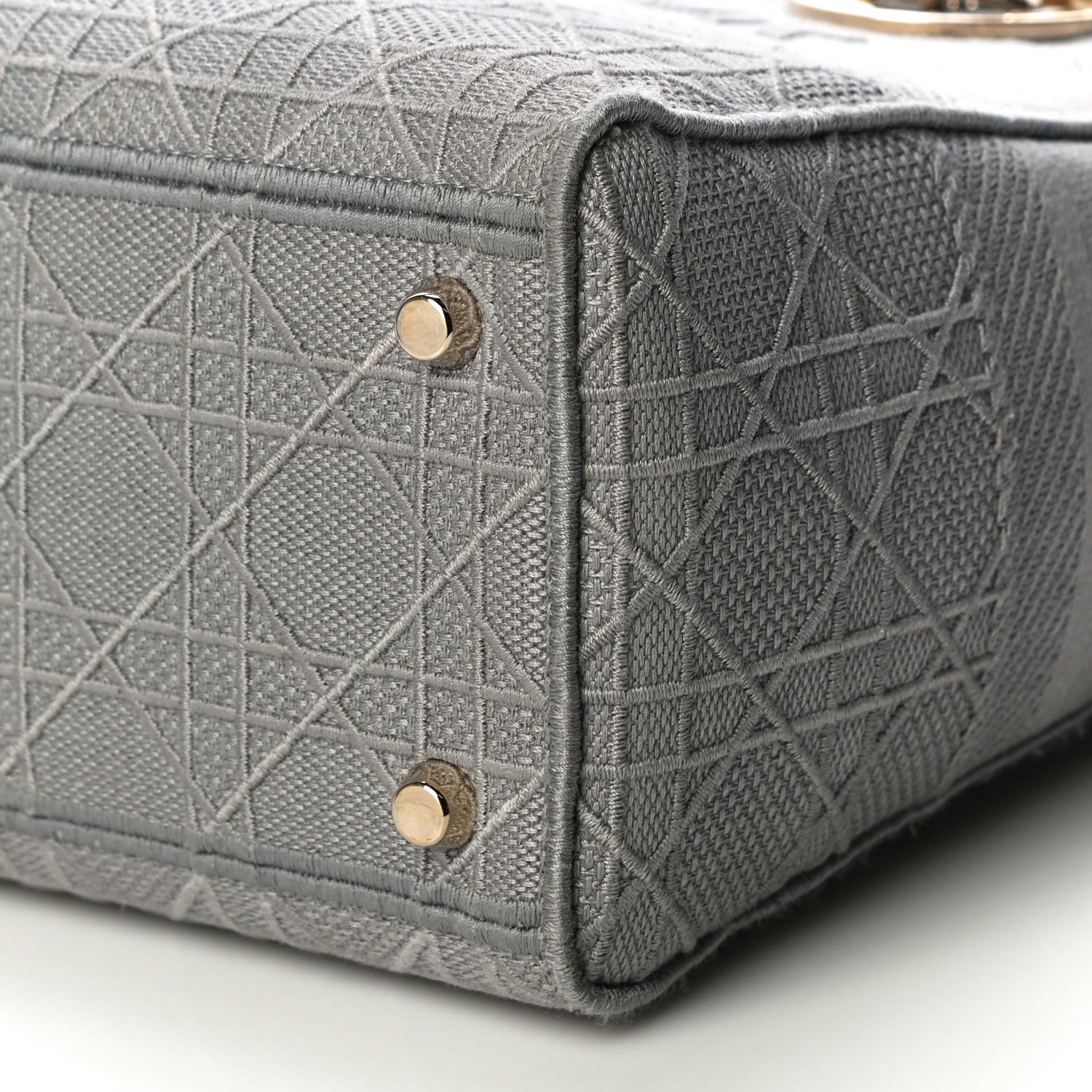Christian Dior Canvas Embroidered Cannage Lady D-Lite Gray 9 of 10