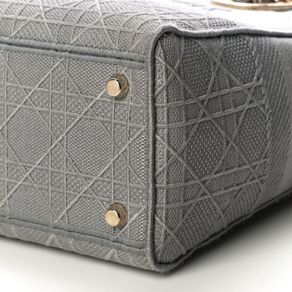 Christian Dior Canvas Embroidered Cannage Lady D-Lite Gray 9 of 10
