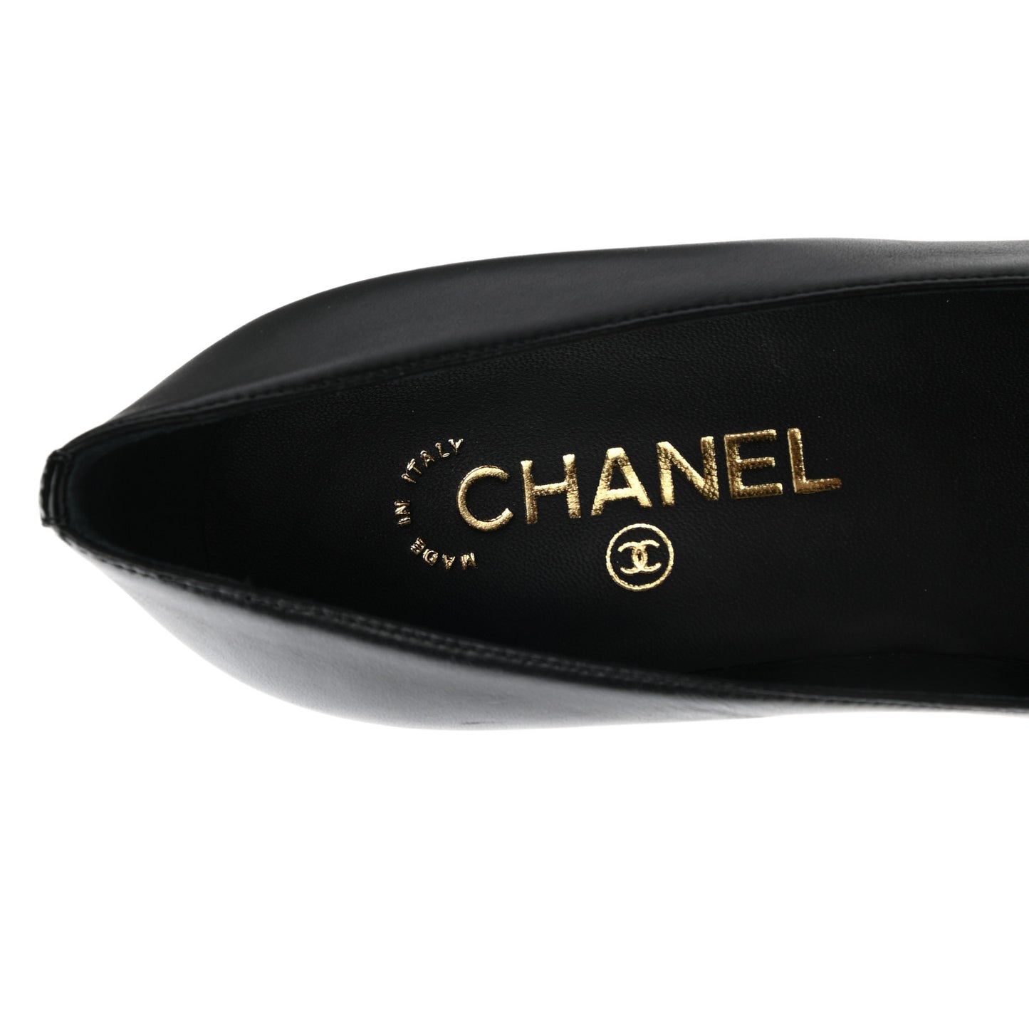 Lambskin Calfskin Patent Cap Toe CC Pumps 37 Black