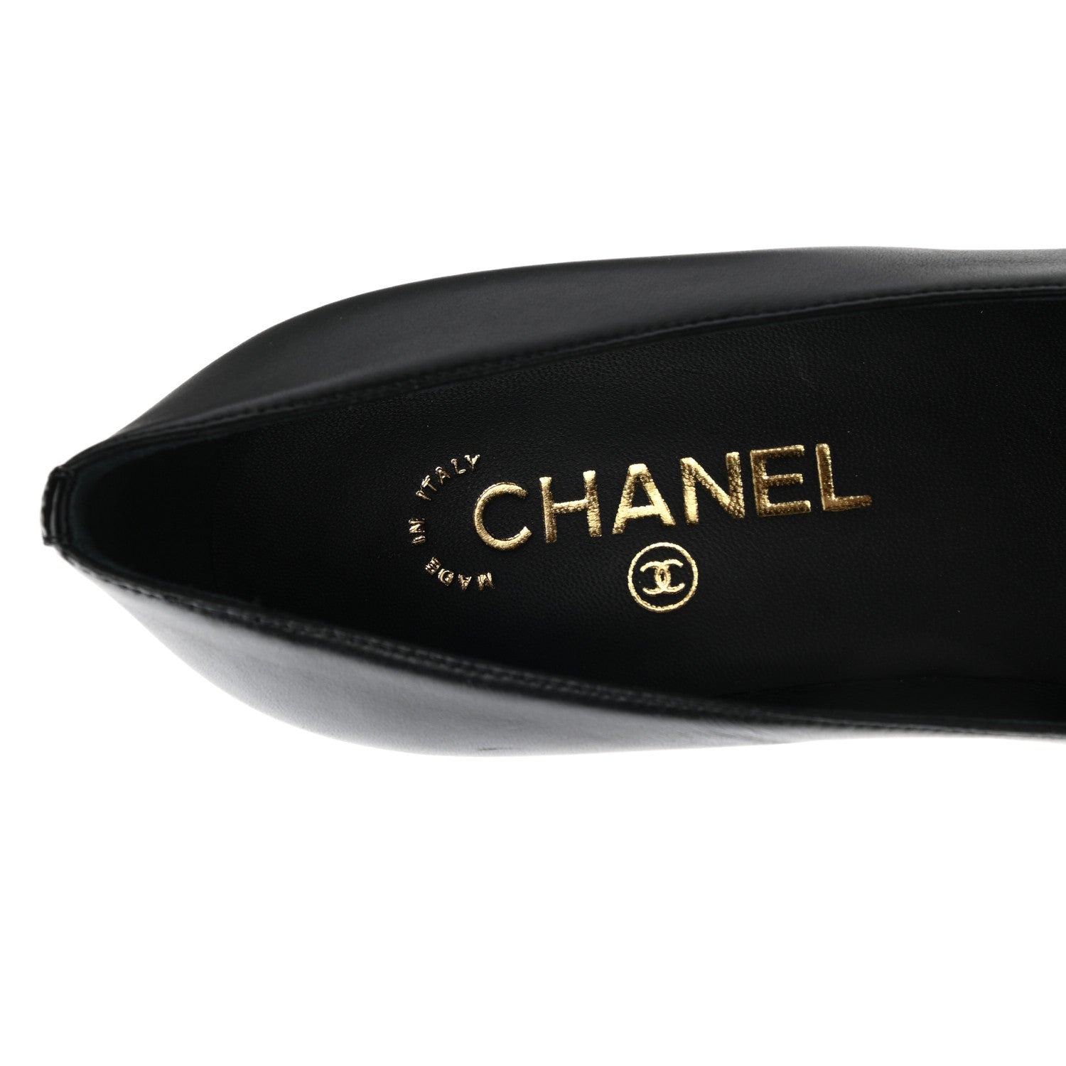 Chanel Lambskin Calfskin Patent Cap Toe CC Pumps 37 Black 7 of 10