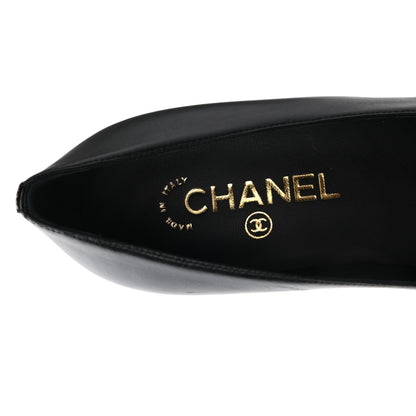 Chanel Lambskin Calfskin Patent Cap Toe CC Pumps 37 Black 7 of 10