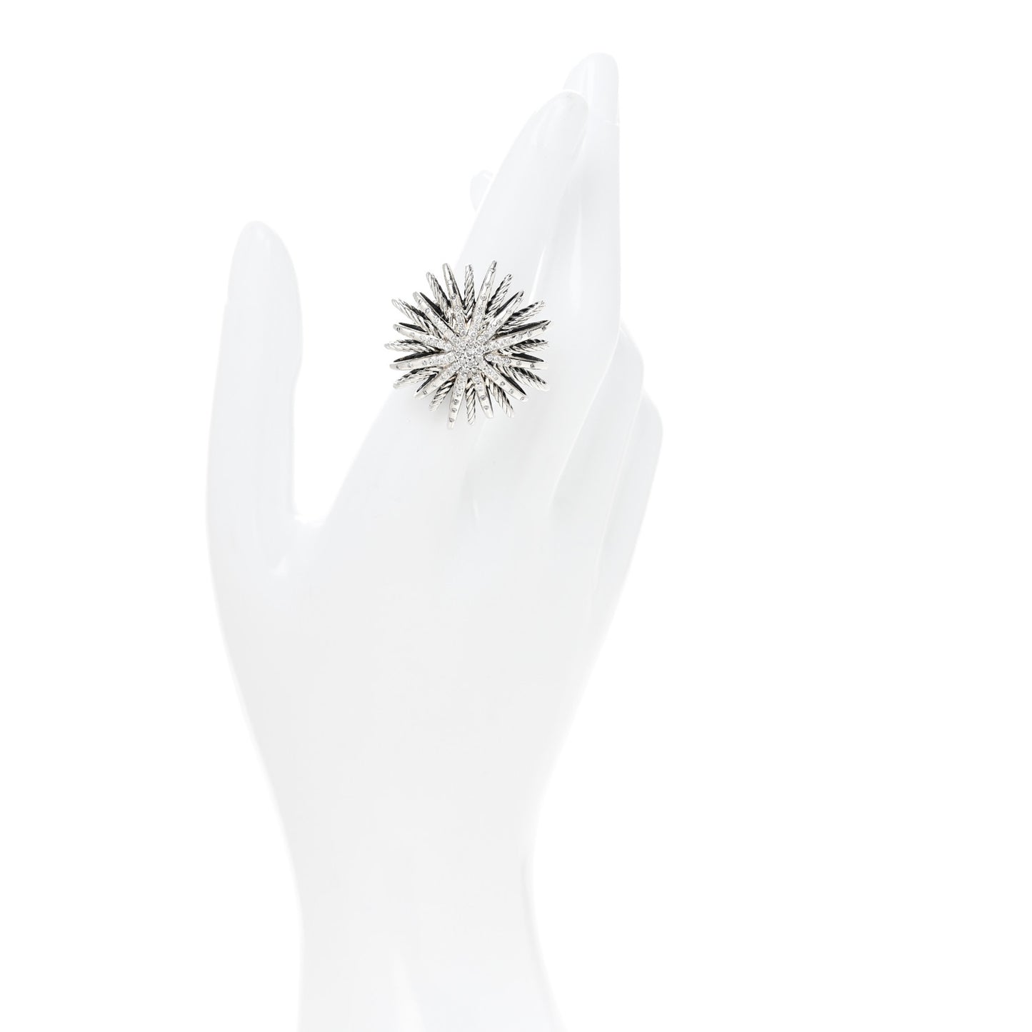 Sterling Silver Diamond 30mm Starburst Ring 52 6