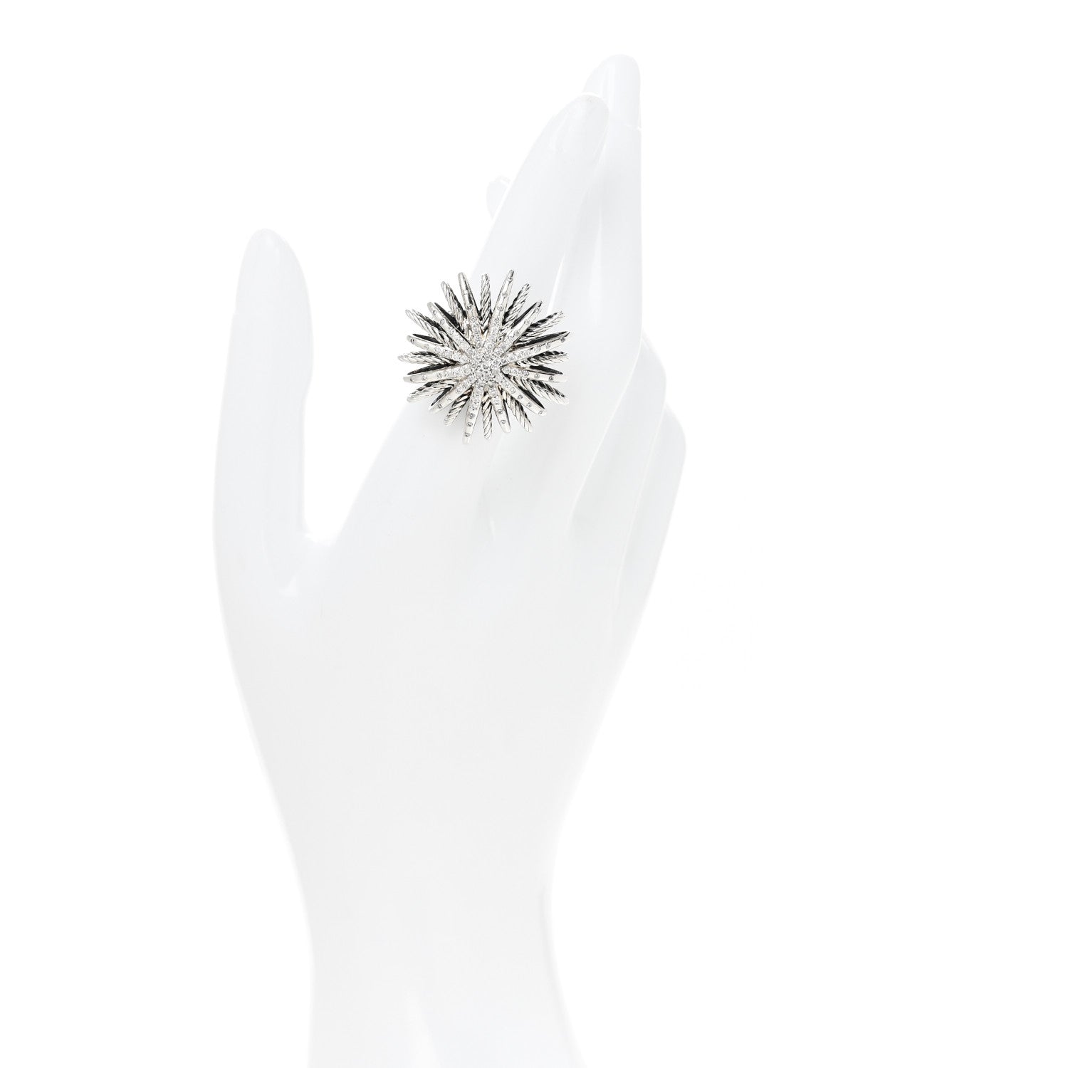 David Yurman Sterling Silver Diamond 30mm Starburst Ring 52 6 2 of 6