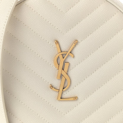 Saint Laurent Grain De Poudre Matelasse Chevron Quilted Round Vinyle Camera Bag Blanc Vintage 7 of 9