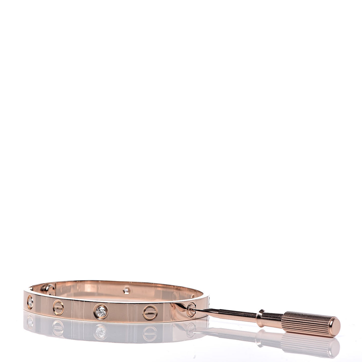 18K Pink Gold 4 Diamond LOVE Bracelet 17