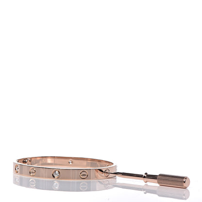 Cartier 18K Pink Gold 4 Diamond LOVE Bracelet 17 7 of 8