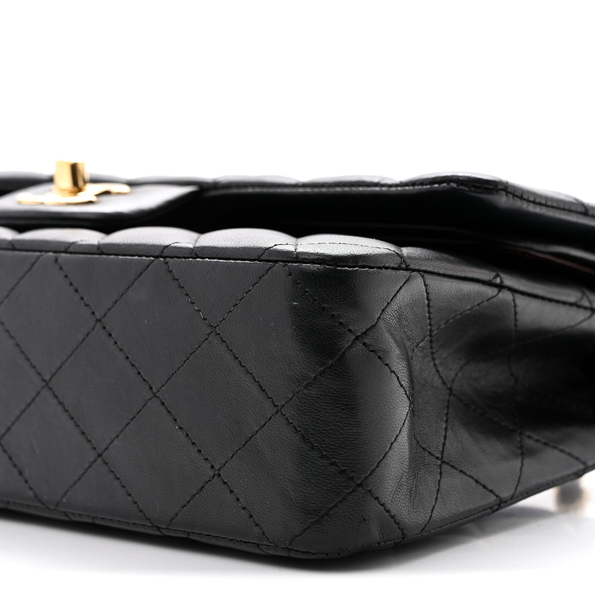 Lambskin Quilted Medium Double Flap Black