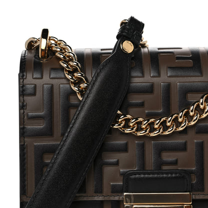 Fendi Vitello Liberty Bi-Color FF 1974 Embossed Small Kan U Shoulder Bag Maya Black 11 of 12