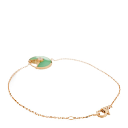 Cartier 18K Yellow Gold Diamond Chrysoprase Amulette de Cartier Bracelet 2 of 5