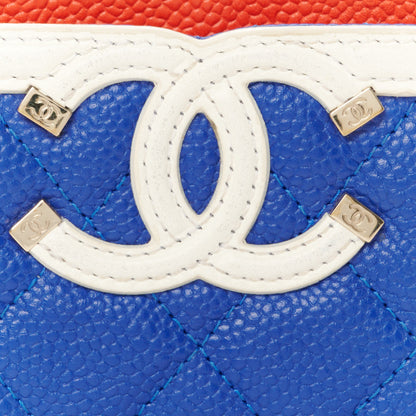 Chanel Caviar Quilted Filigree Card Holder Blue White Red 9 of 10
