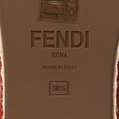 Fendi Canvas FF Embroidered Roma Ankle Wrap Flat Espadrilles 38.5 Red 6 of 8