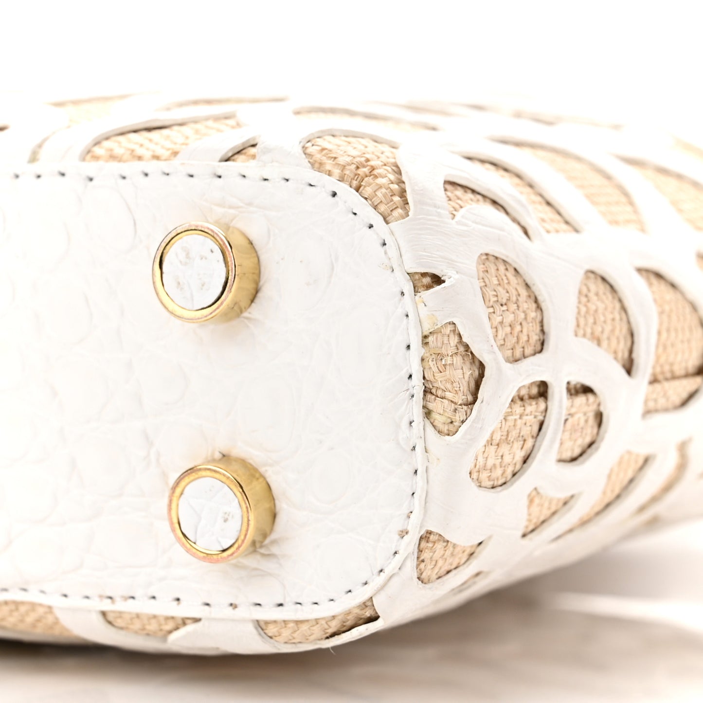 Crocodile Laser Cut Floral Handbag White Natural