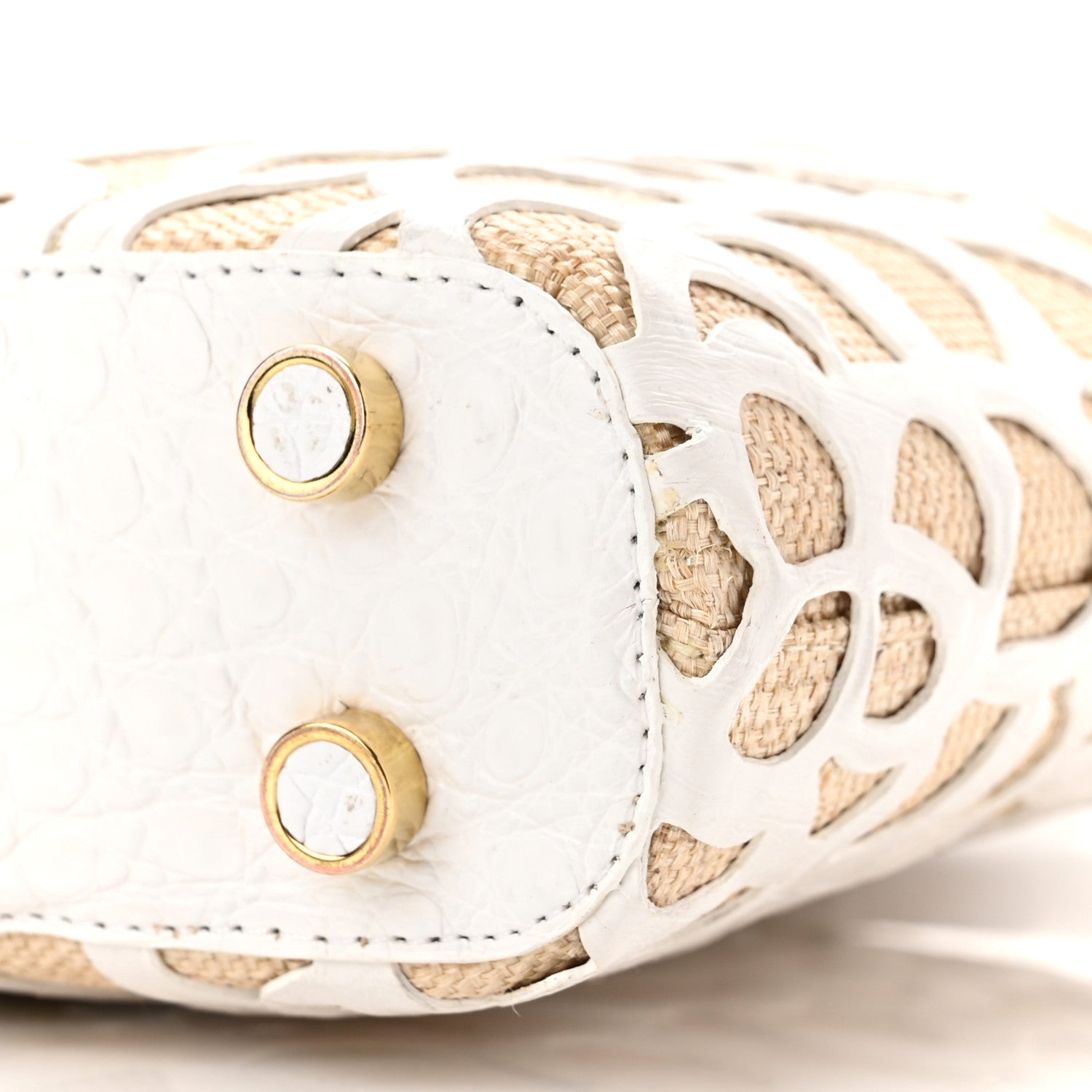 Nancy Gonzalez Crocodile Laser Cut Floral Handbag White Natural 10 of 10